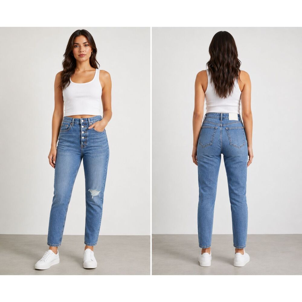 GRLFRND The Karolina High Rise Distressed Jeans in Prospect Park - 3340 SZ: 26